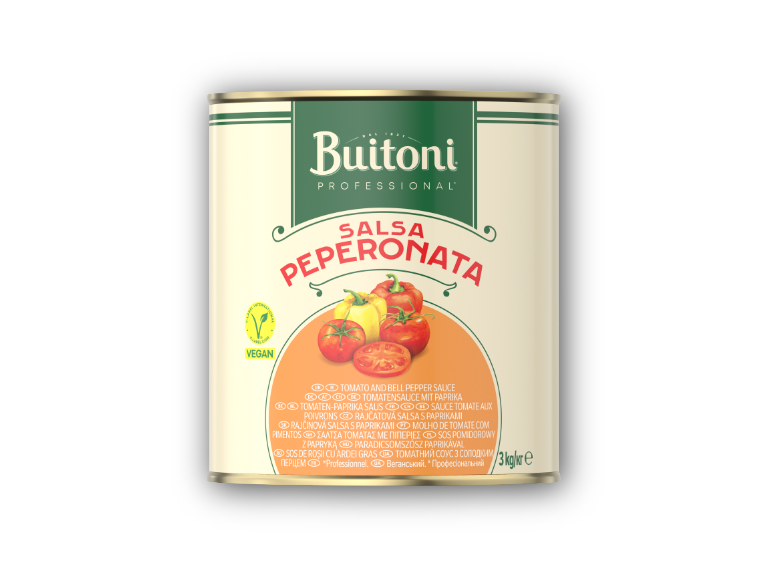 Salsa Peperonata mit Schatten Vegan Logo